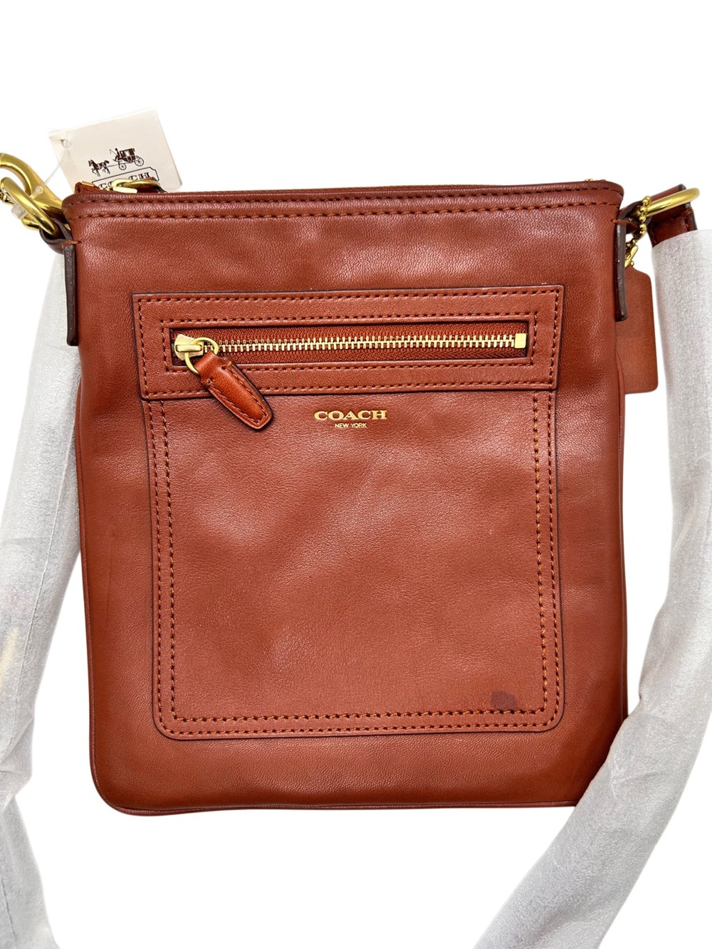 New Coach Legacy Collection Leather Swingpack Crossbody Cognac